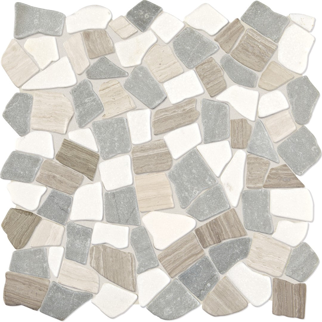 Daltile Raine 12" x 12" Tumbled Marble River Pebble Mosaic