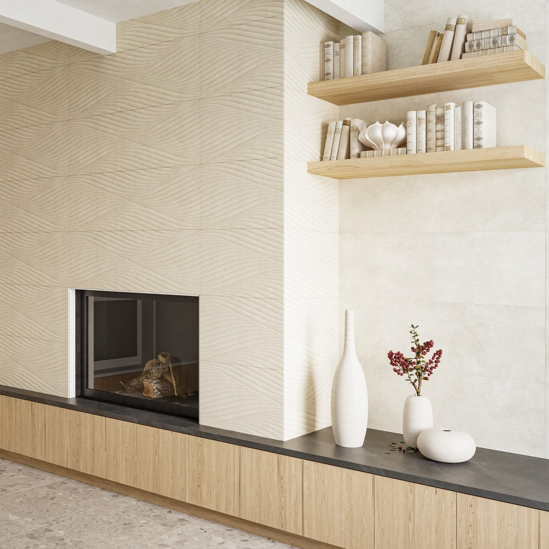 Bedrosians Donna 13" x 40" Matte Wave Deco Field Tile