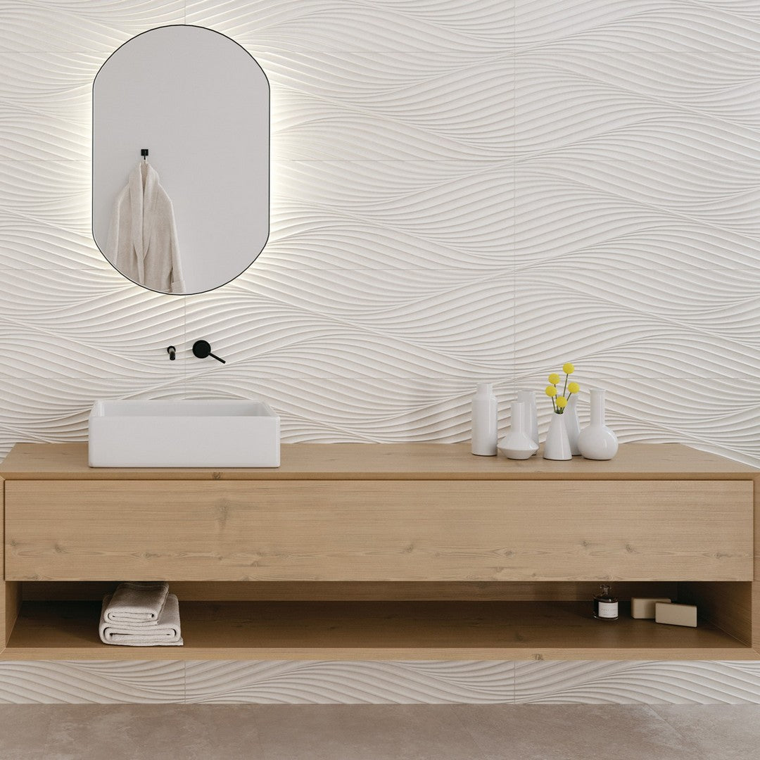 Bedrosians Donna 13" x 40" Matte Wave Deco Field Tile