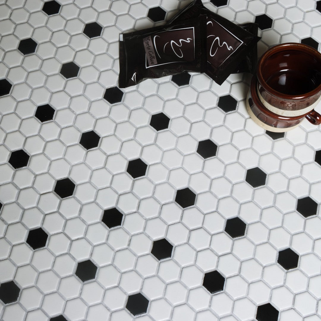 Bedrosians Le Cafe 10.25" x 12" Matte Porcelain 1" Mosaic Deco Design 3