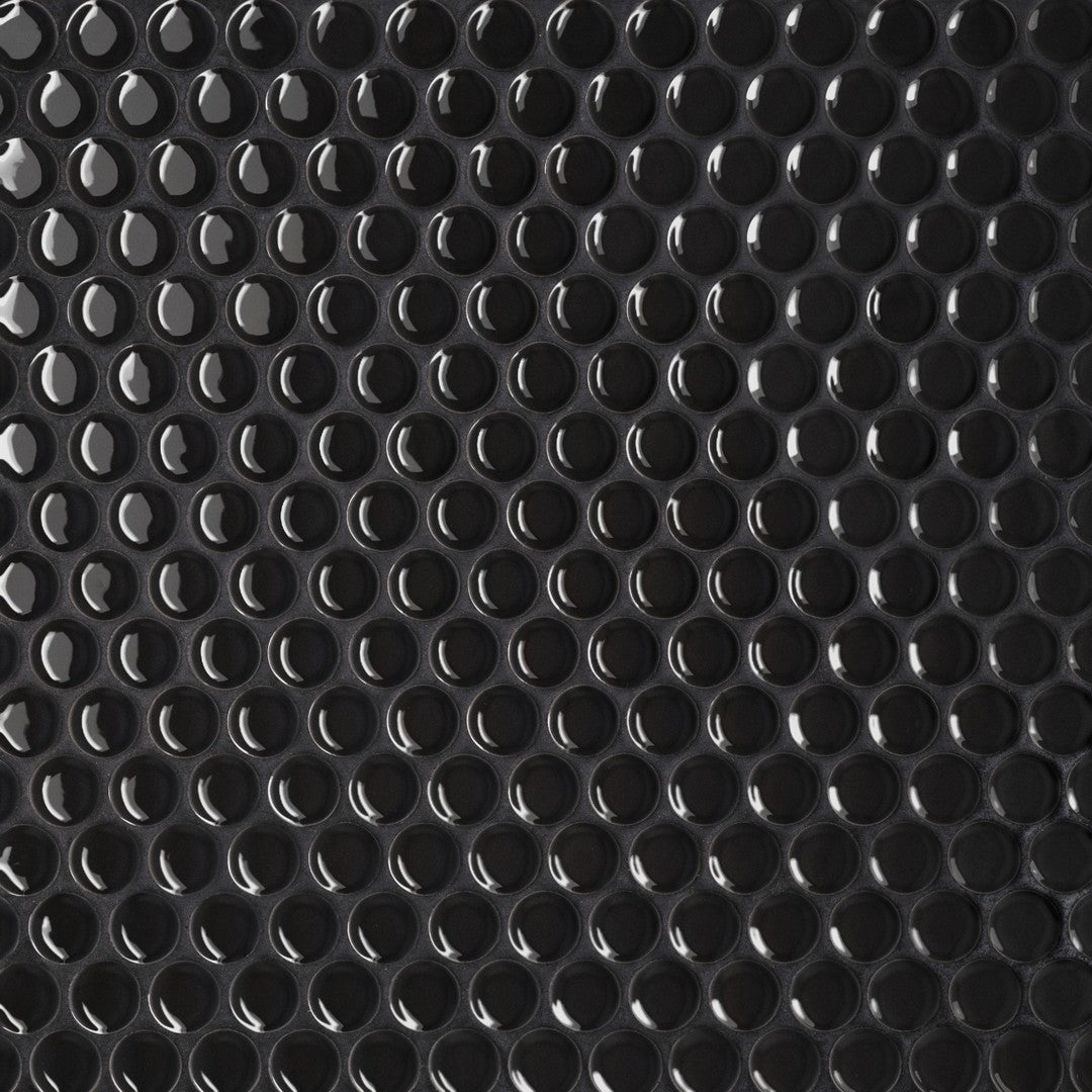 Bedrosians Le Cafe 11.44" x 12.38" Glossy Porcelain Penny Round .75" Mosaic