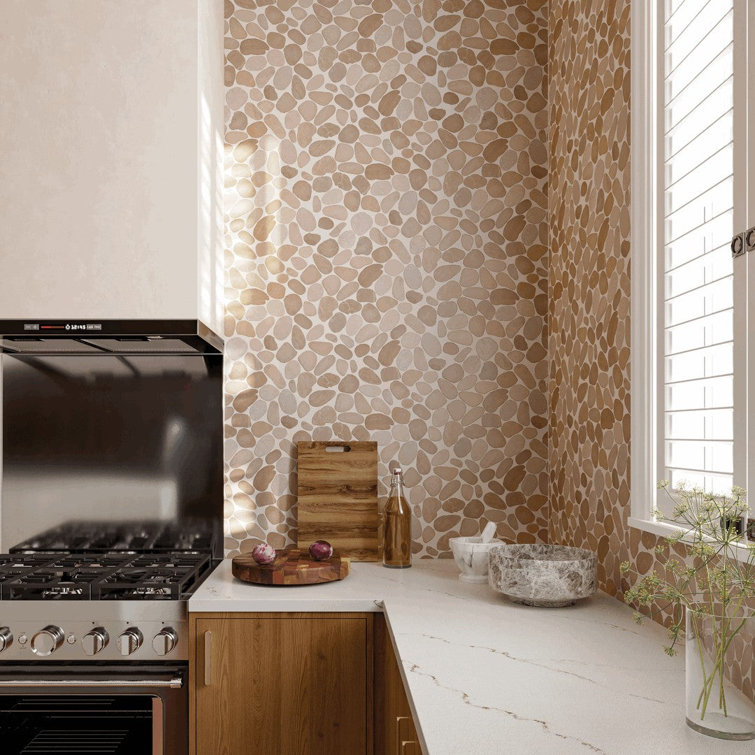 Bedrosians Waterbrook 12" x 12" Jumbo Sliced Pebble Mosaic