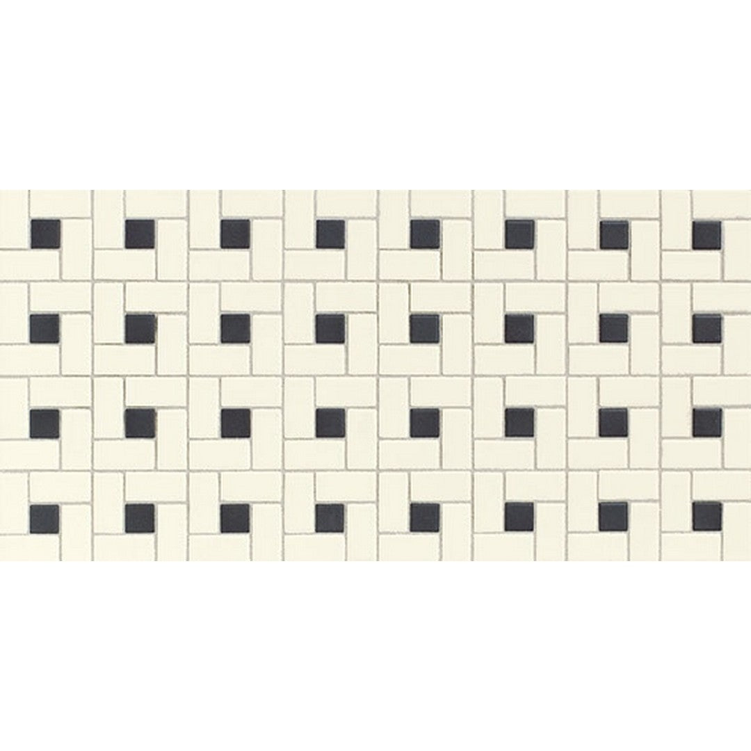 Daltile Keystones 12" x 24" Matte Porcelain 1x2" Blends Black Dot Windmill Mosaic