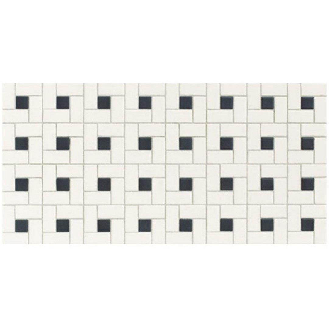 Daltile Keystones 12" x 24" Matte Porcelain 2x1" Blends Black Dot Windmill Mosaic