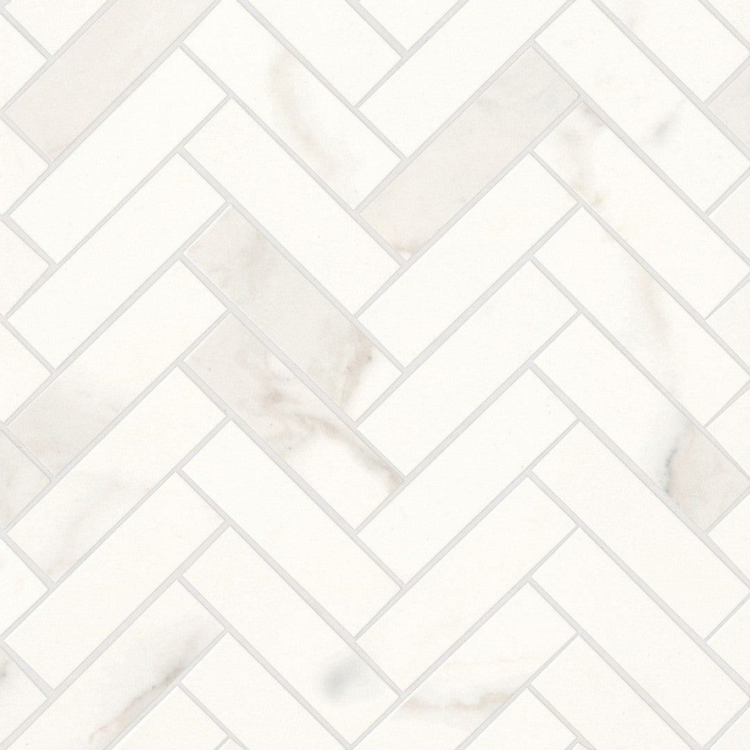 Bedrosians Magnifica 12" x 12" Calacatta Super White Honed 1x4" Herringbone Mosaic