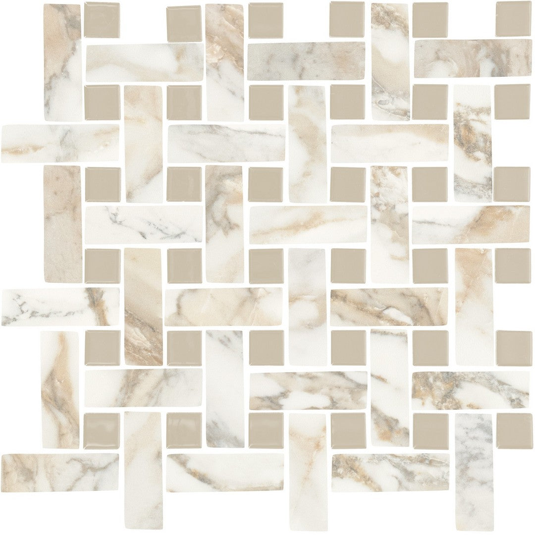 Daltile Divinium 13" x 13" Matte Ceramic 1x3" Basketweave Microban Wall Mosaic