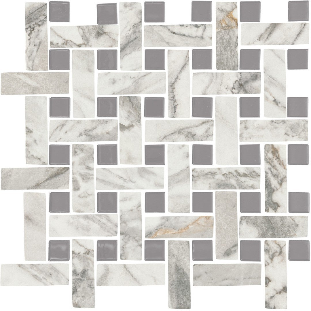 Daltile Divinium 13" x 13" Matte Ceramic 1x3" Basketweave Microban Wall Mosaic