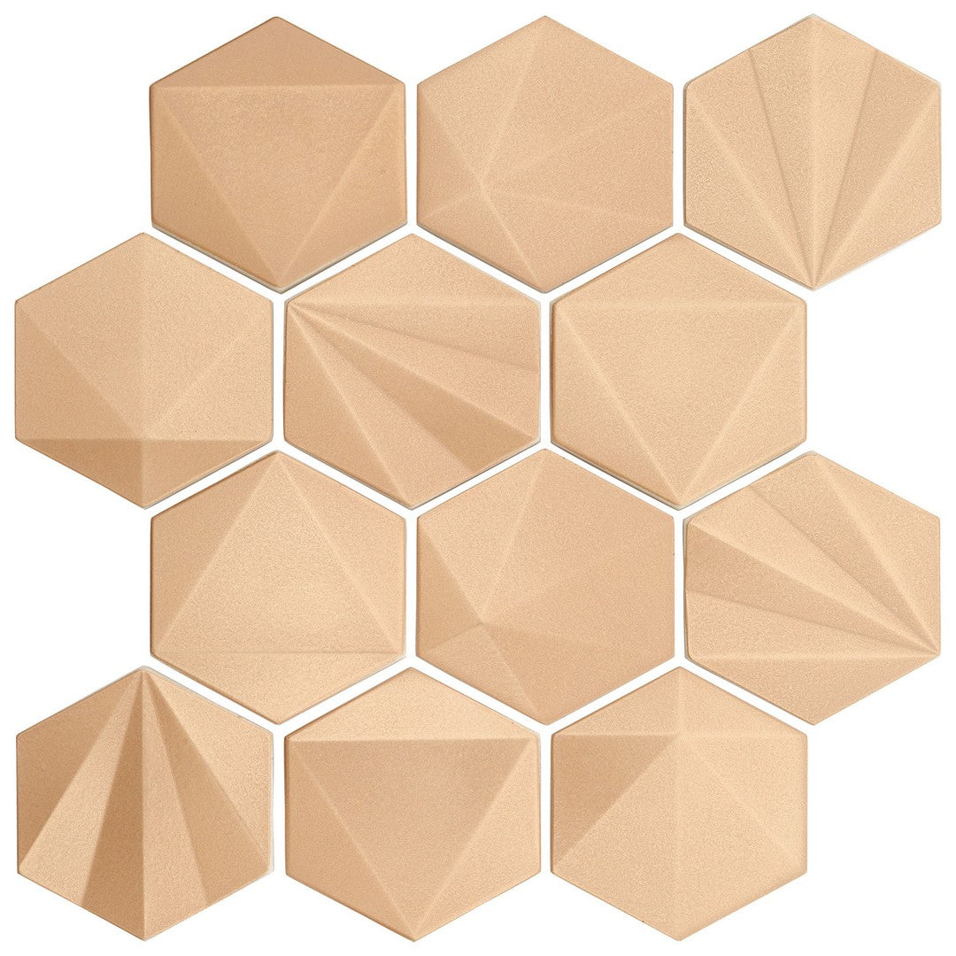 Marazzi GeoMetal 12" x 11" Satin Metal 3" Hexagon Mosaic