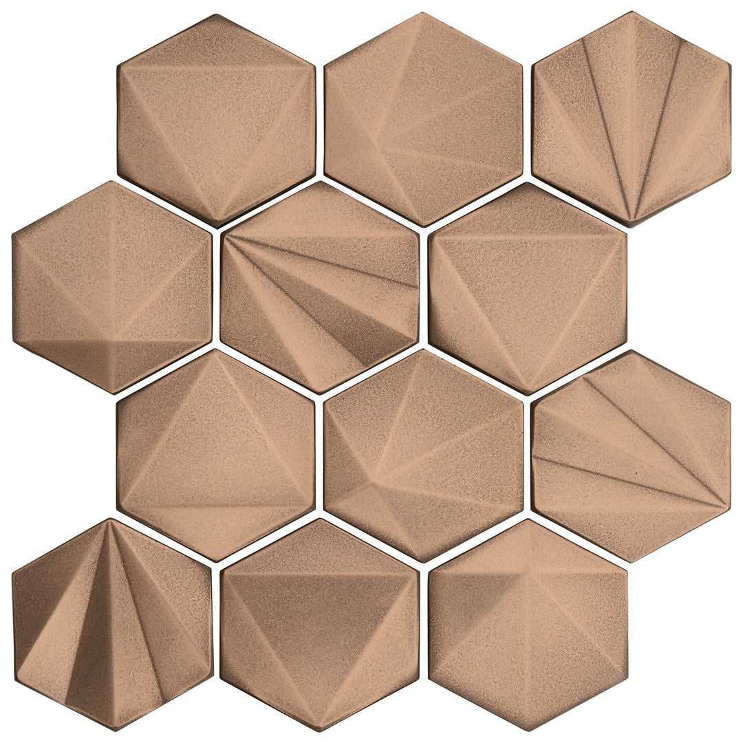 Marazzi GeoMetal 12" x 11" Satin Metal 3" Hexagon Mosaic