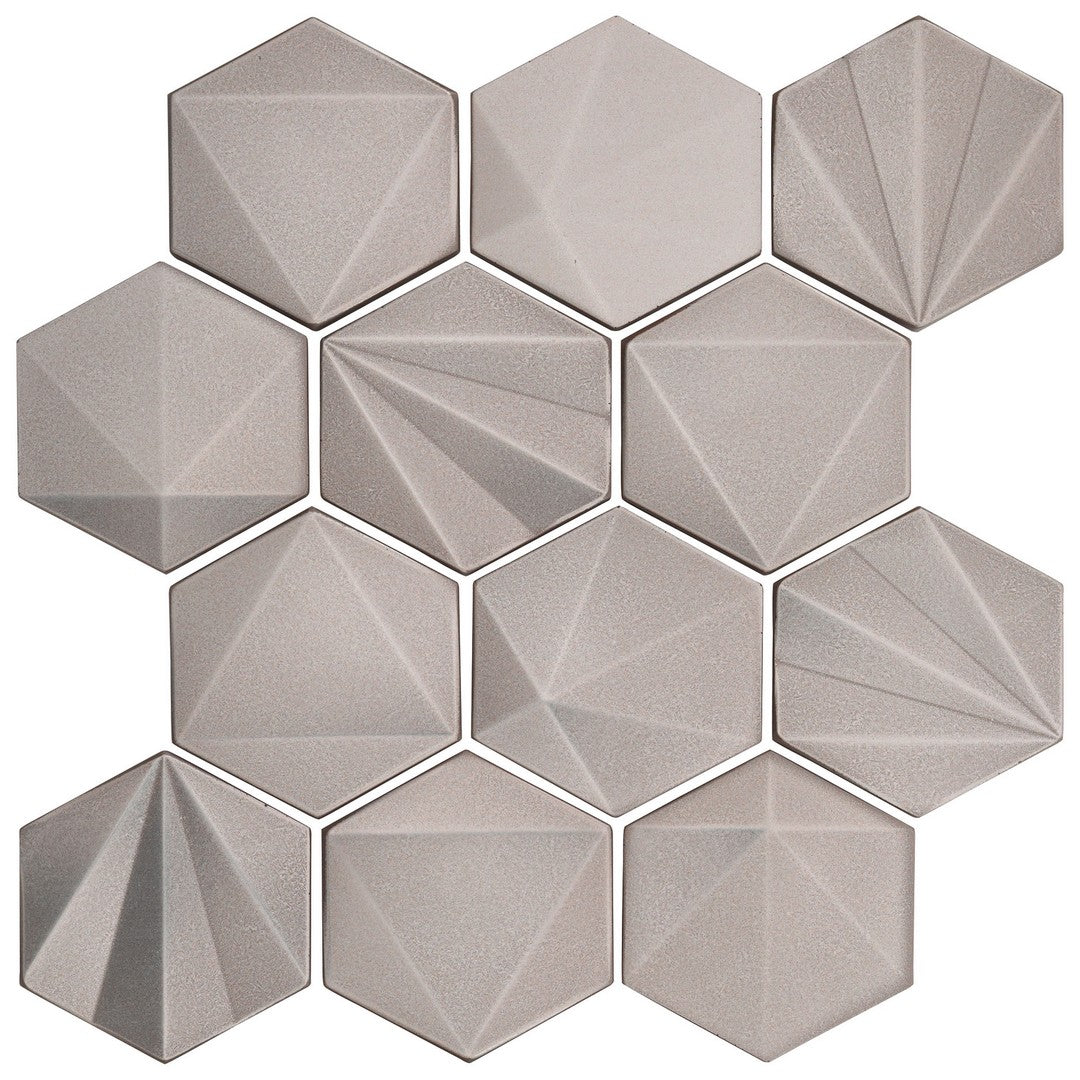 Marazzi GeoMetal 12" x 11" Satin Metal 3" Hexagon Mosaic