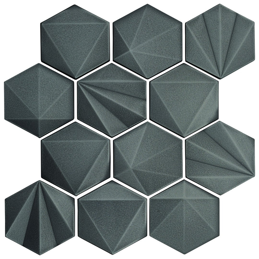 Marazzi GeoMetal 12" x 11" Satin Metal 3" Hexagon Mosaic