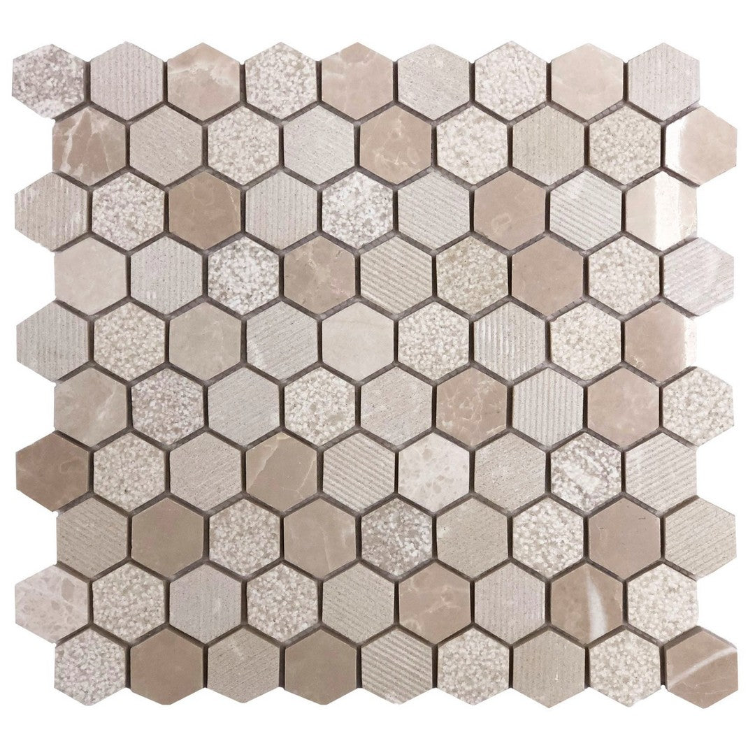 Ottimo Stone Hex 12" x 12" Glossy 1" Stone Mosaic