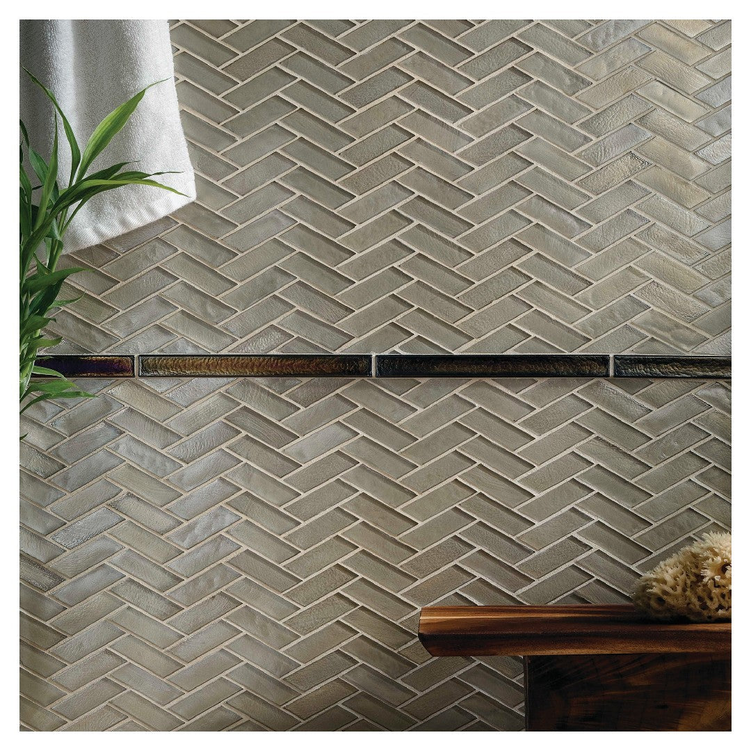 Daltile Illuminary 11" x 12" Matte Glass 1x3" Herringbone Mosaic