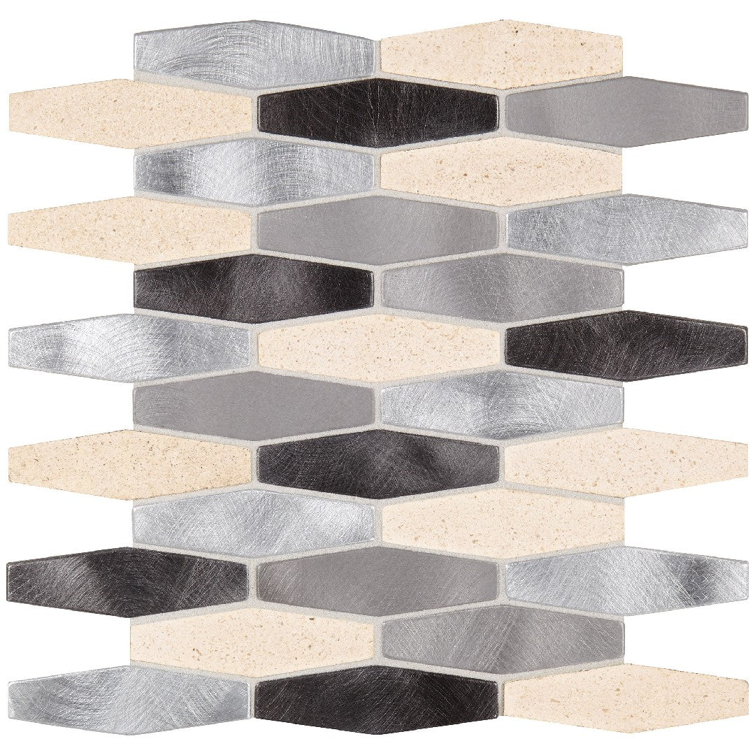 Daltile Infinite Mirage 12" x 12" Stone & Metal 1x4" Stretched Hexagon Mosaic