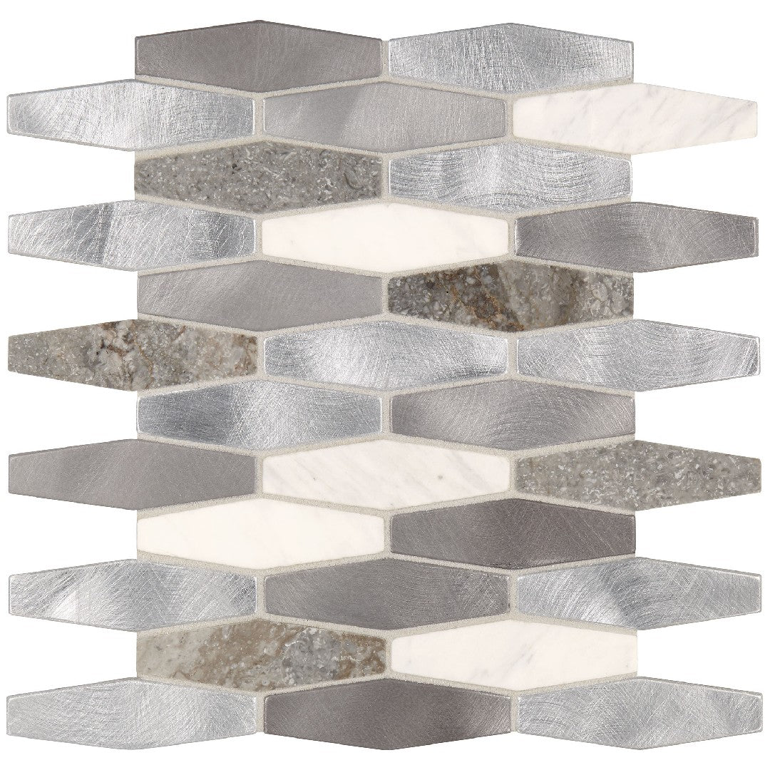 Daltile Infinite Mirage 12" x 12" Stone & Metal 1x4" Stretched Hexagon Mosaic