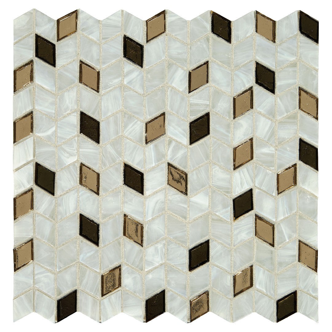 Daltile Interstellar 12" x 13" Matte Glass 1" Deco Diamond Mosaic