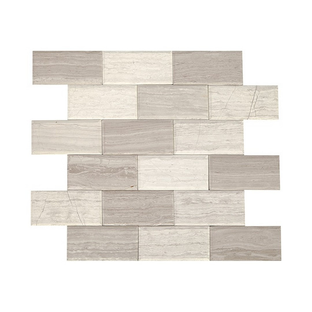 Daltile Simplystick Mosaix 12" x 12" Honed Glass 2x4" Brick Joint Bevel Wall Mosaic