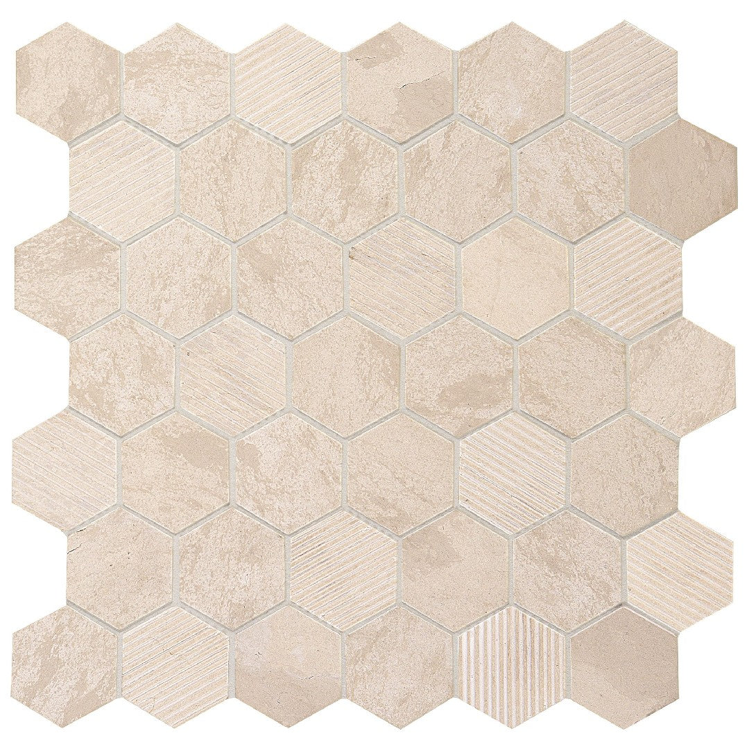 Daltile Natural Stone Limestone 12" x 13" Mix 2" Hexagon Mosaic