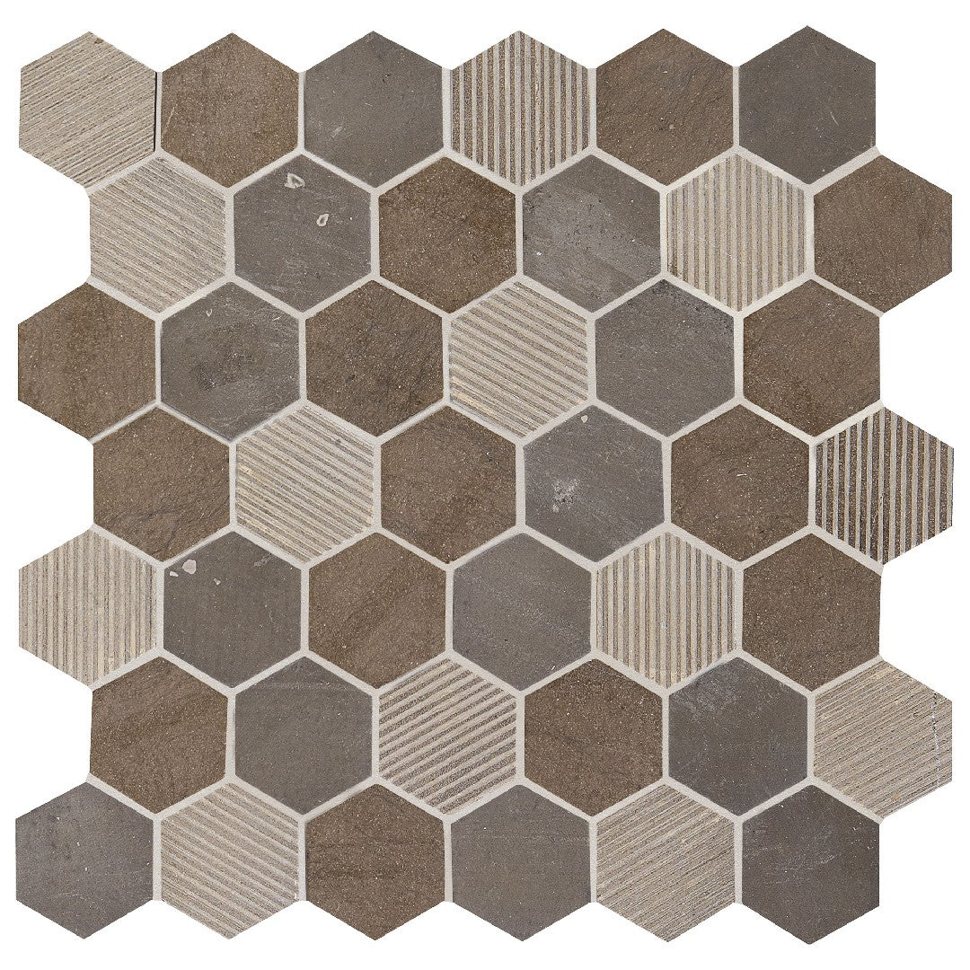 Daltile Natural Stone Limestone 12" x 12" Mix 2" Hexagon Mosaic