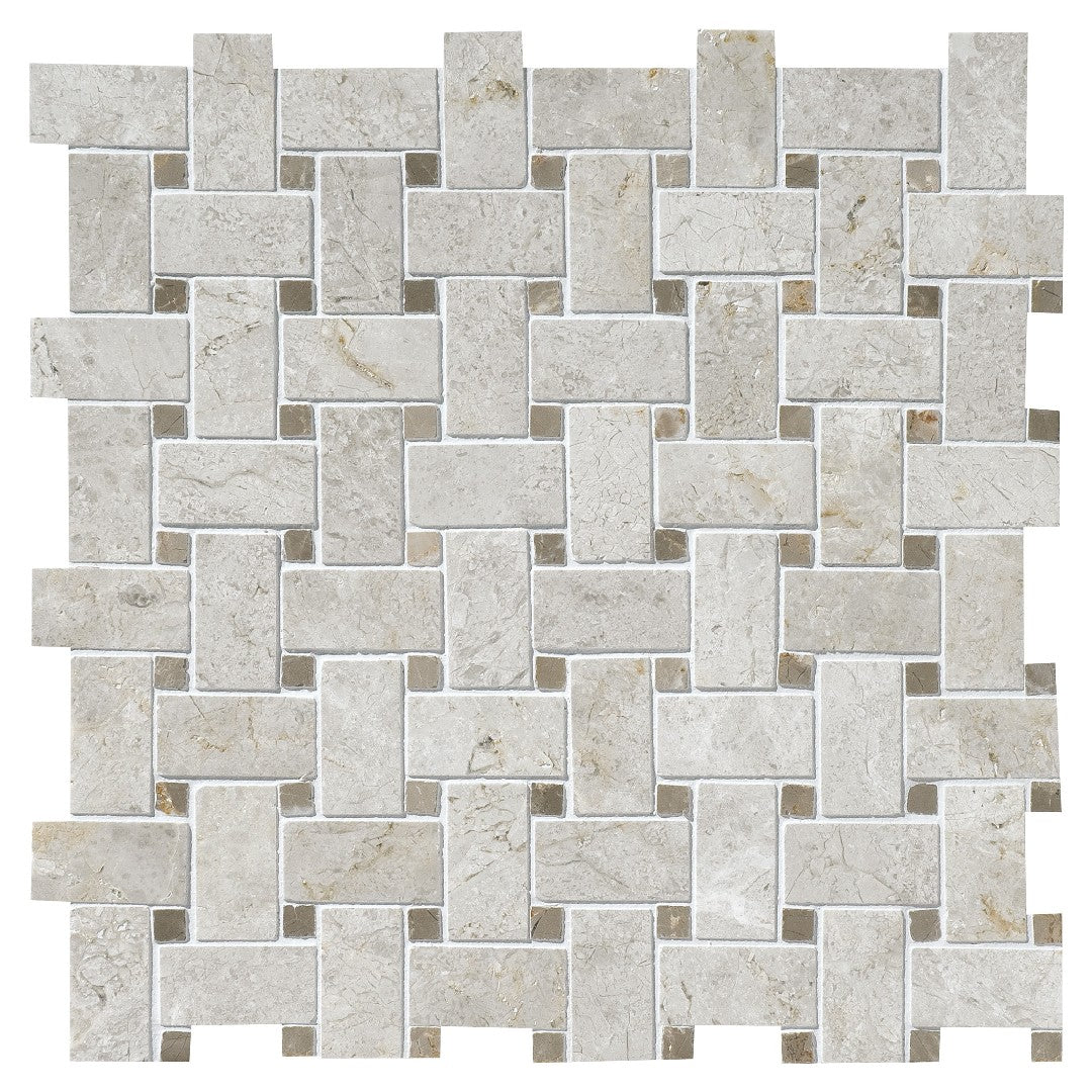 Daltile Natural Stone Limestone 13" x 13" Polished 1x2" Basketweave Mosaic