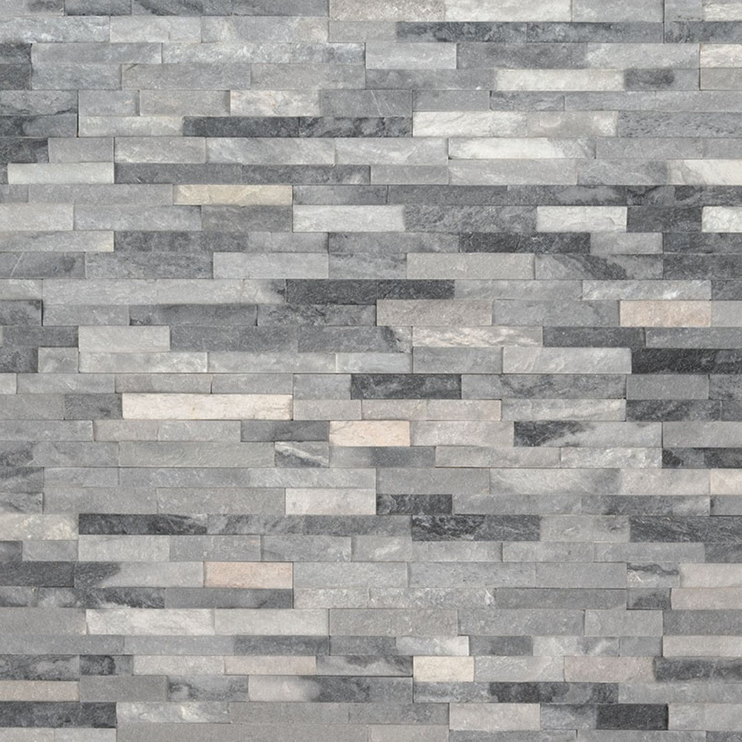 MS International RockMount Alaska Gray 4.5" x 16" Split Face Stacked Stone M Panel Marble Mini Ledgestone