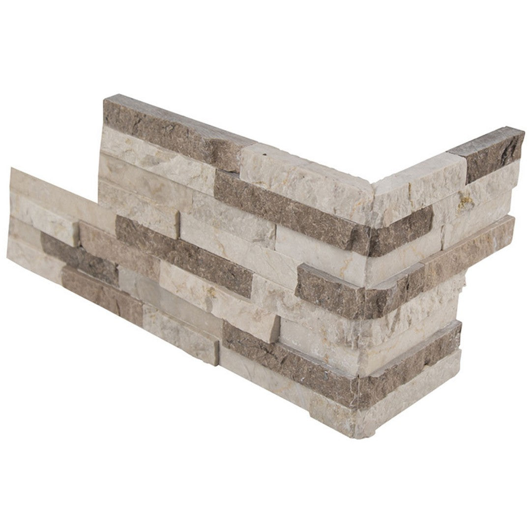 MS International RockMount Colorado Cream 6" x 18" Split Face Stacked Stone Panel Marble Ledgestone Corner