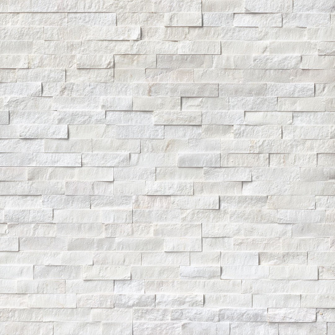 MS International RockMount Cosmic White 6" x 18" Split Face Stacked Stone Panel Marble Ledgestone Corner