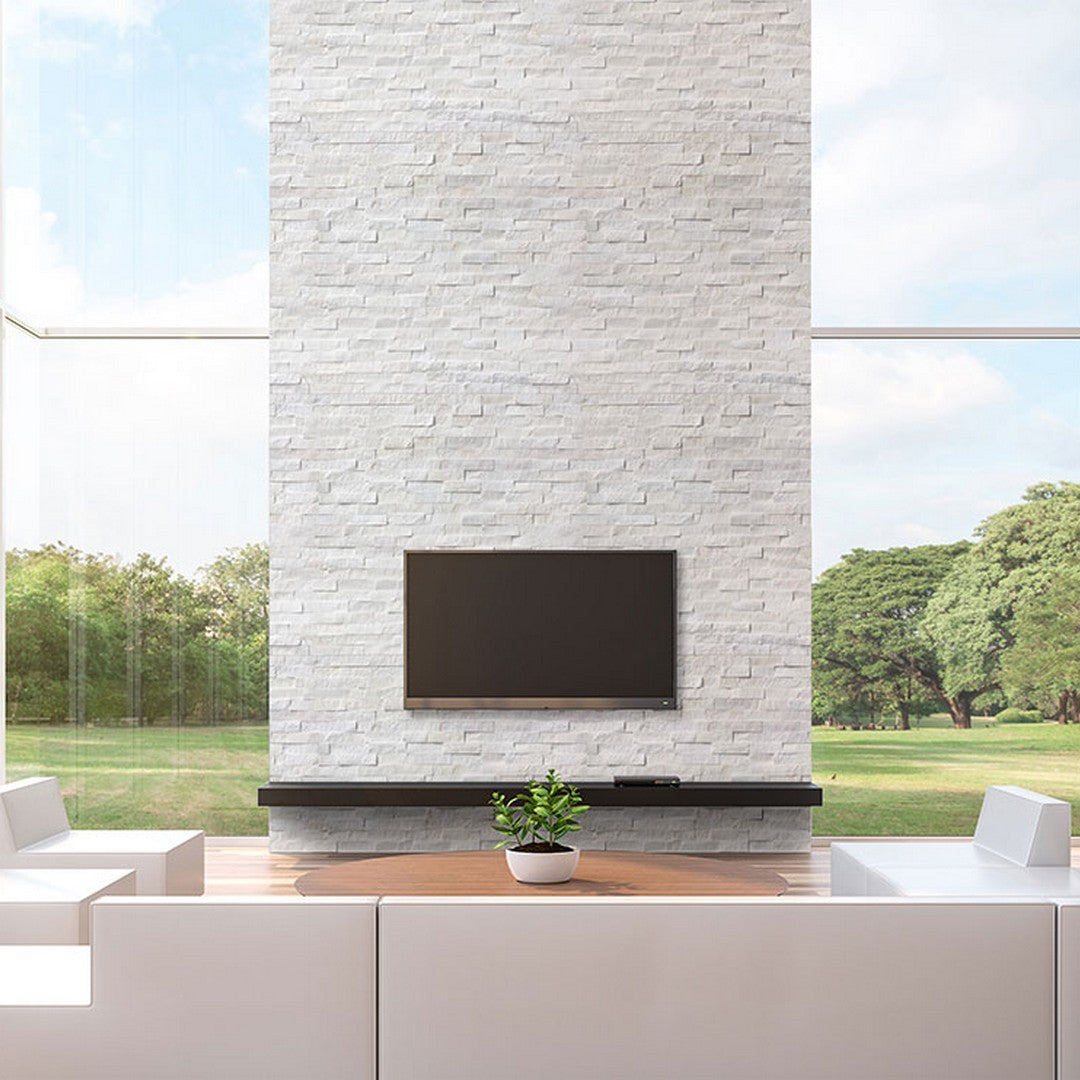 MS International RockMount Cosmic White 6" x 24" Split Face Stacked Stone Panel Marble Ledgestone