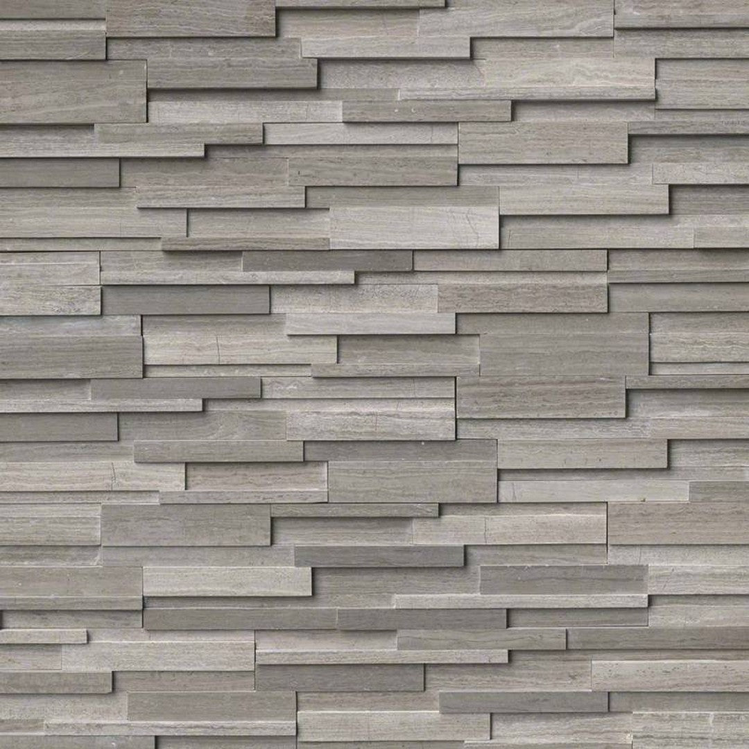 MS International RockMount Gray Oak 6" x 24" Honed Stacked Stone Panel 3D Marble Ledgestone