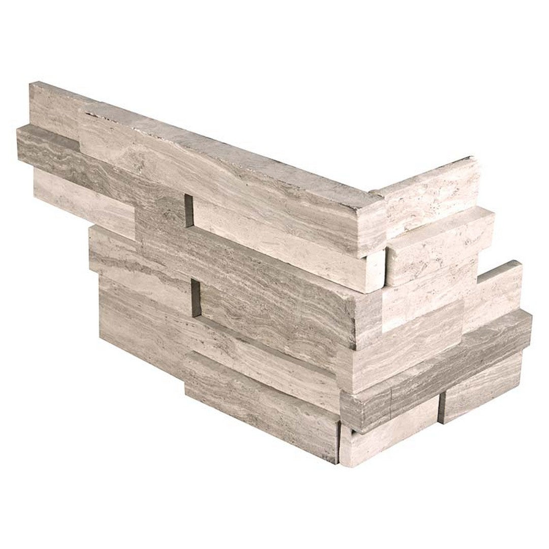 MS International RockMount White Oak 6" x 18" Honed Stacked Stone Panel Marble Ledgestone Corner