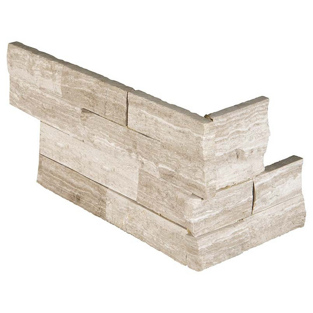 MS International RockMount White Oak Splitface 6" x 18" Split Face Stacked Stone Panel Marble Ledgestone Corner