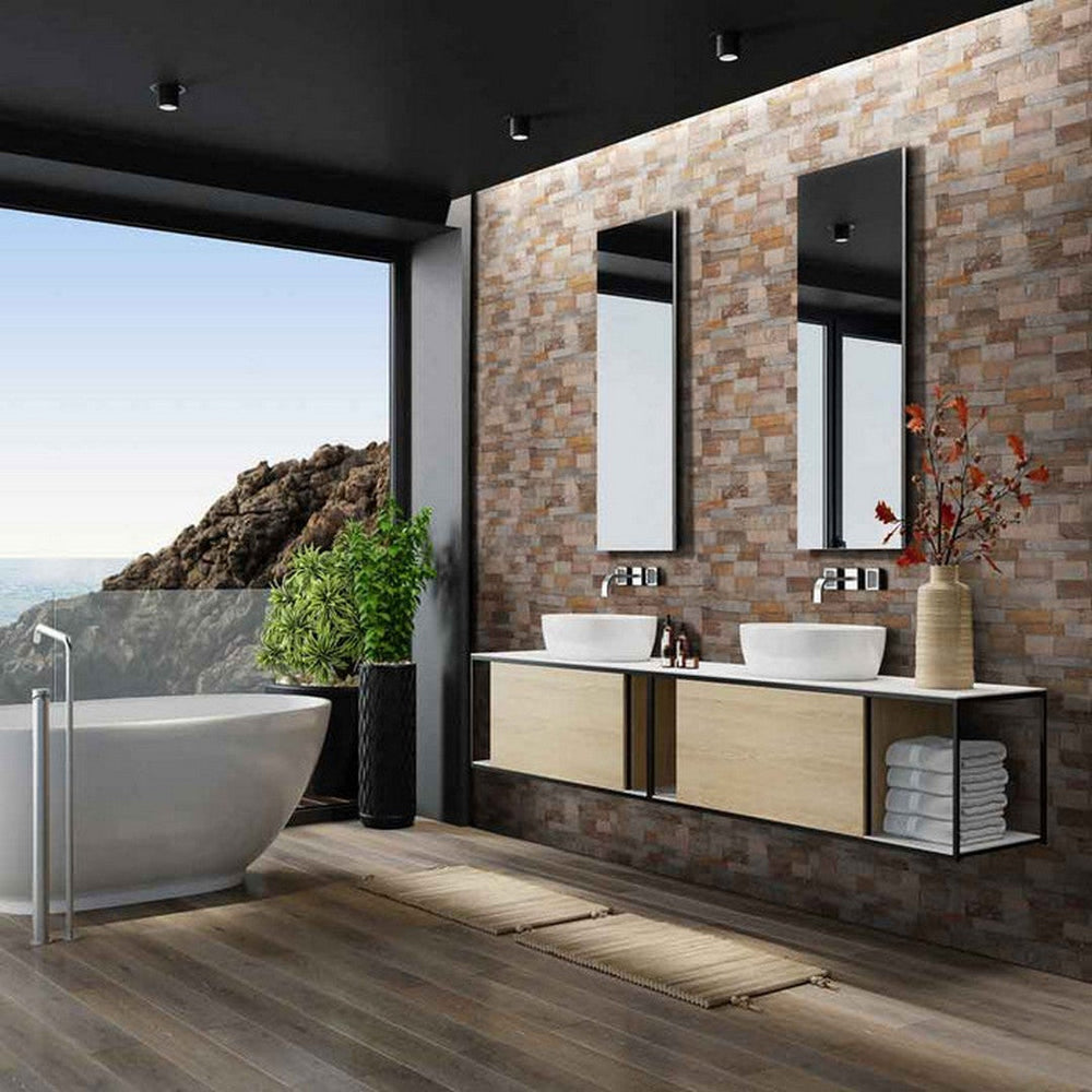 MS International quartzite split-face stacked stone ledger panel from Flair Decos