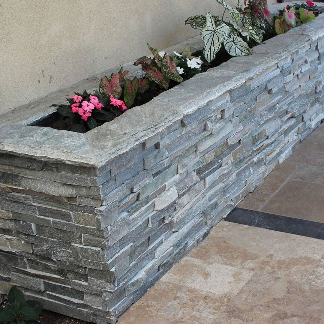 MS International RockMount New Sierra Blue 6" x 18" Split Face Stacked Stone Panel Quartzite Ledgestone Corner