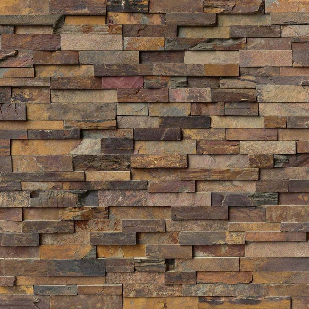 MS International RockMount California Gold 6" x 24" Split Face Stacked Stone Panel Slate Ledgestone