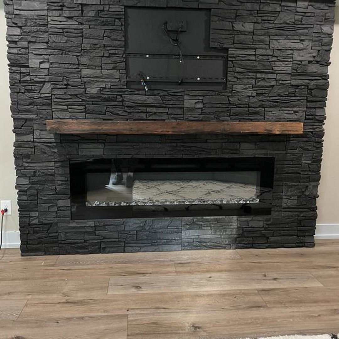 MS International RockMount Premium Black 4.5" x 16" Split Face Stacked Stone M Panel Slate Mini Ledgestone