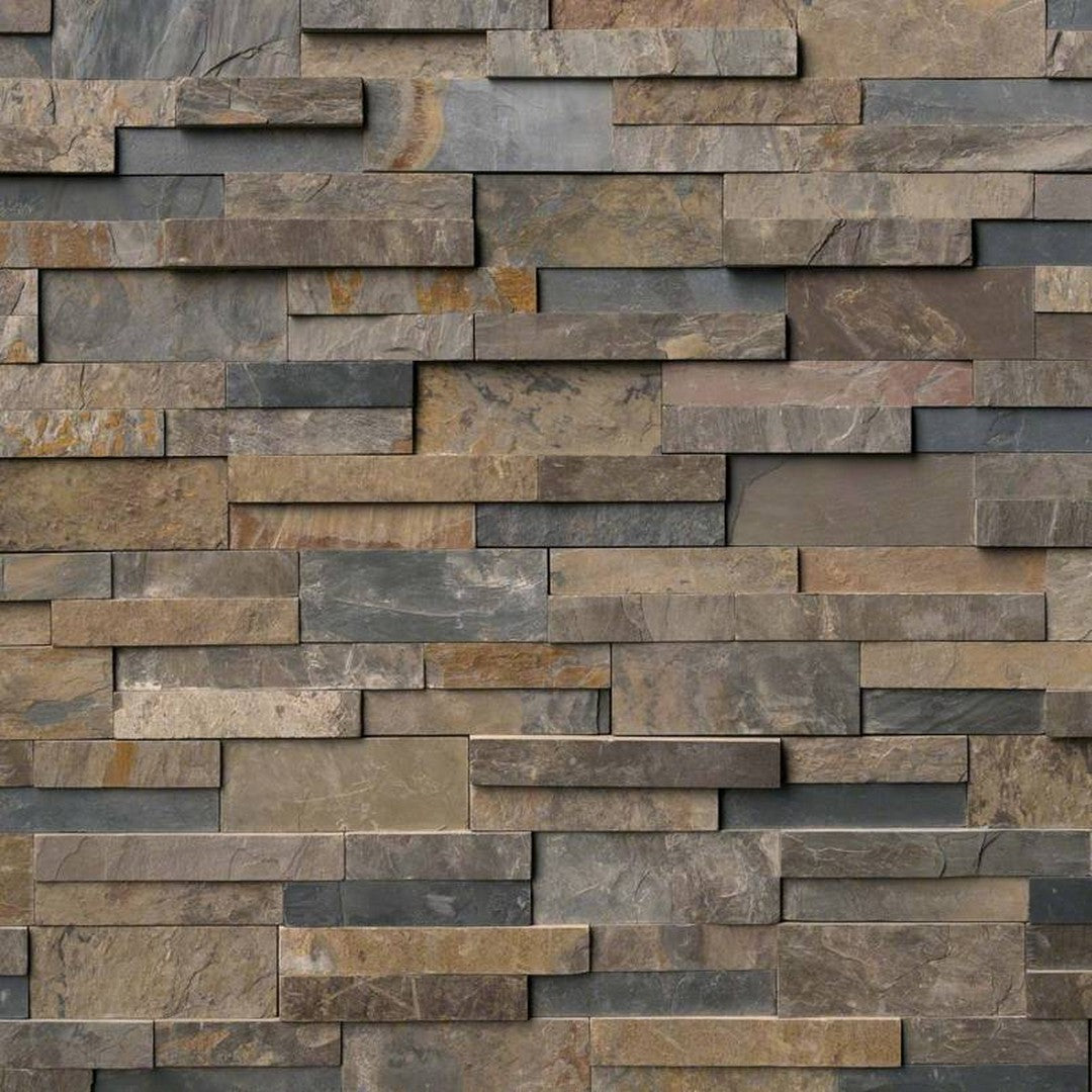 MS International RockMount Rustic Gold 6" x 24" Split Face Stacked Stone Panel Slate Ledgestone