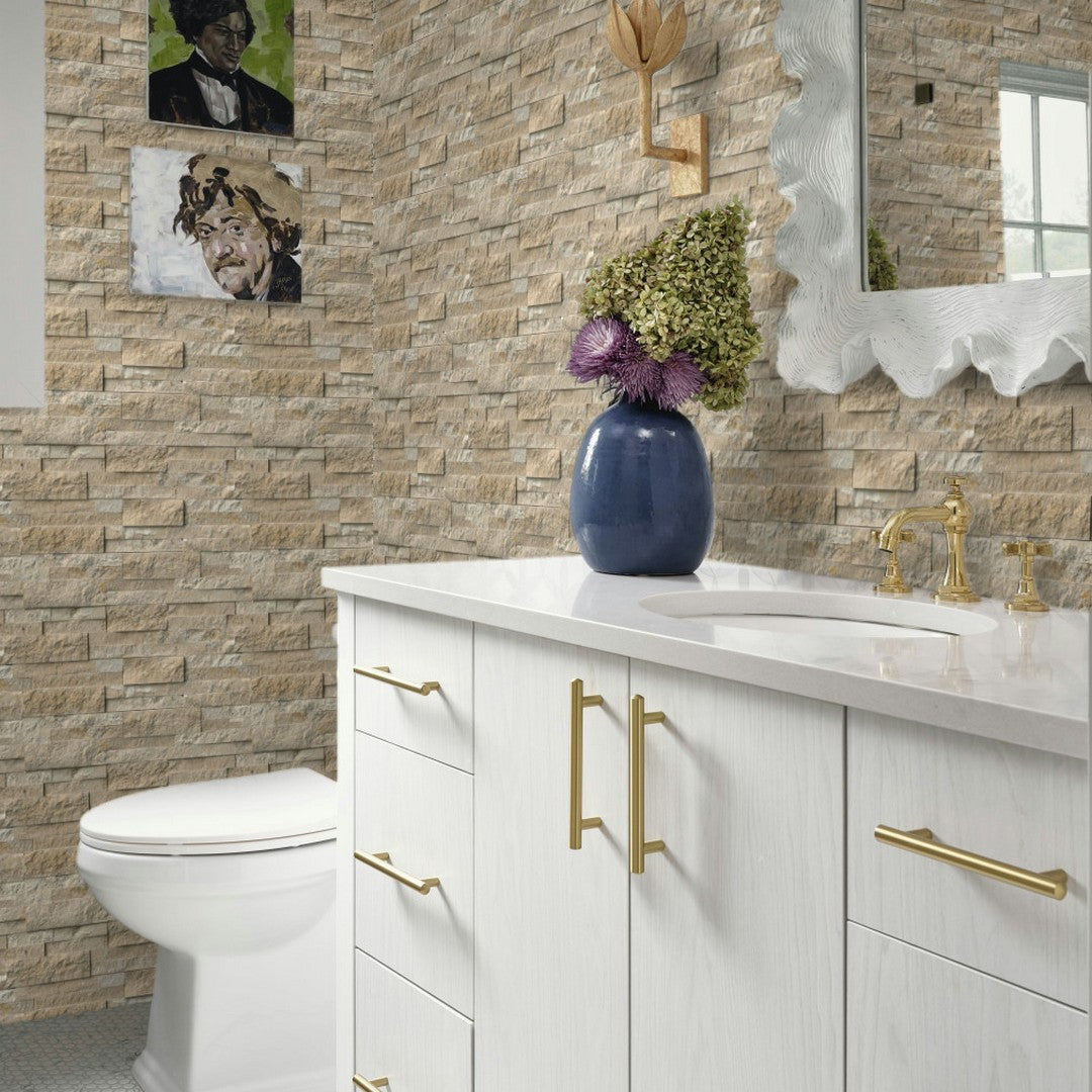 MS International RockMount Durango Cream 6" x 18" Split Face Stacked Stone Panel Travertine Ledgestone Corner