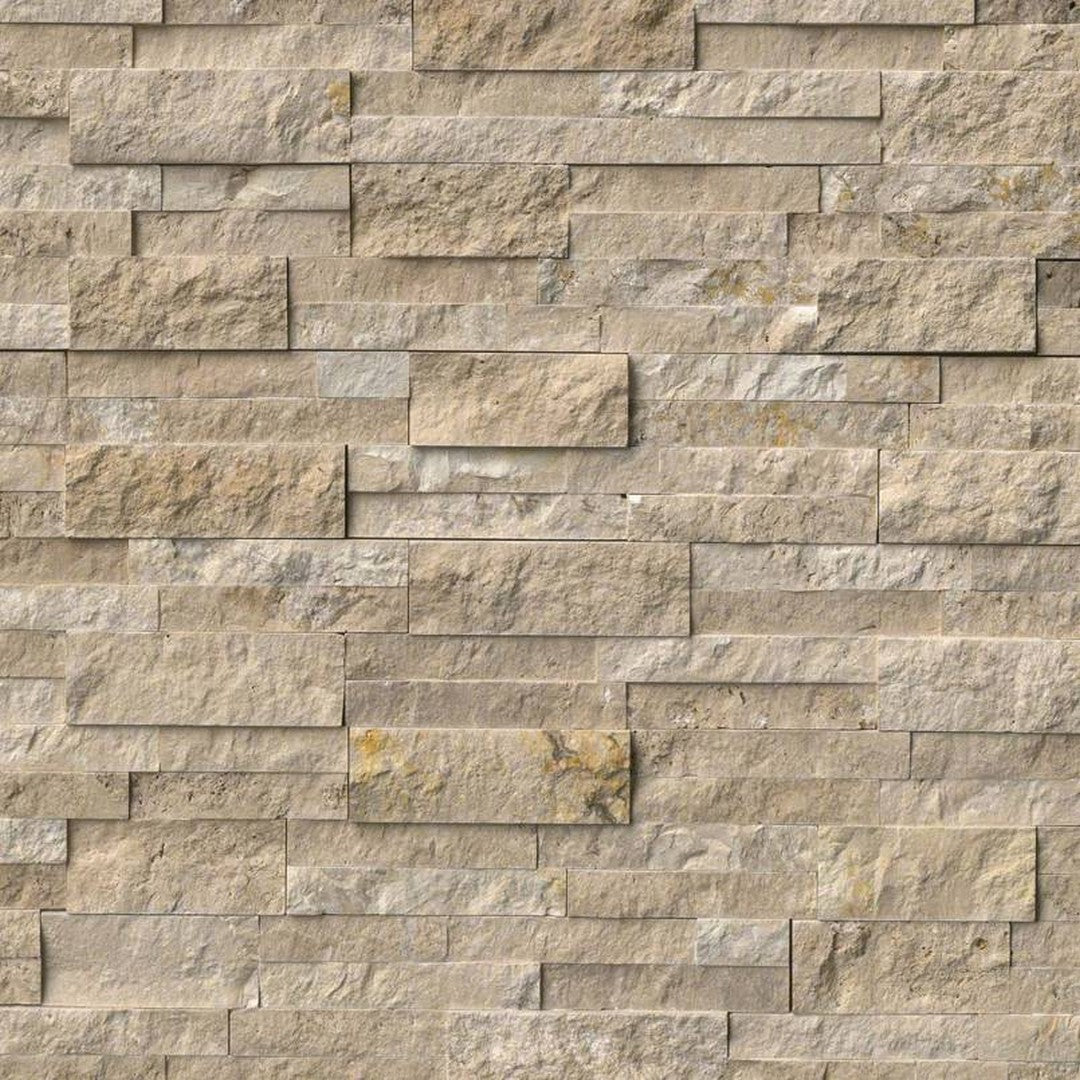 MS International RockMount Durango Cream 6" x 24" Split Face Stacked Stone Panel Travertine Ledgestone