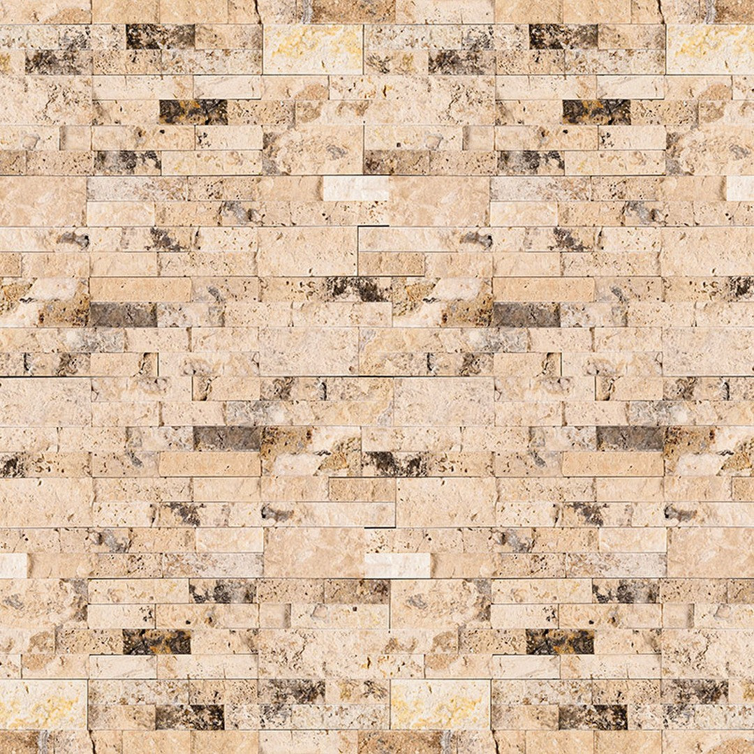 MS International RockMount Philadelphia 6" x 24" Split Face Stacked Stone Panel Travertine Ledgestone