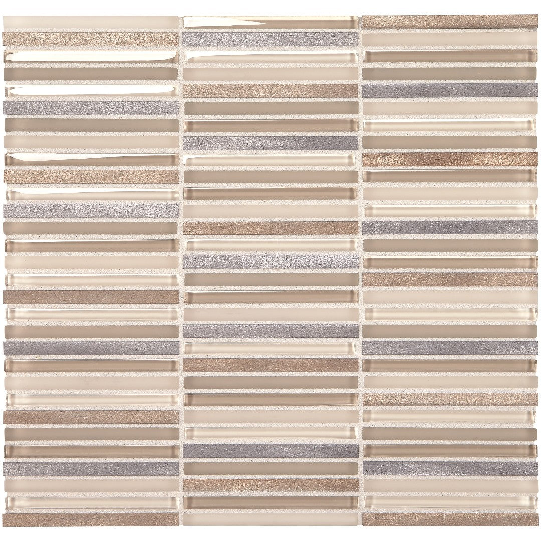 Daltile Lucent Skies 12" x 12" Satin Natural Stone 3/8x4" Stacked Deco Wall Mosaic