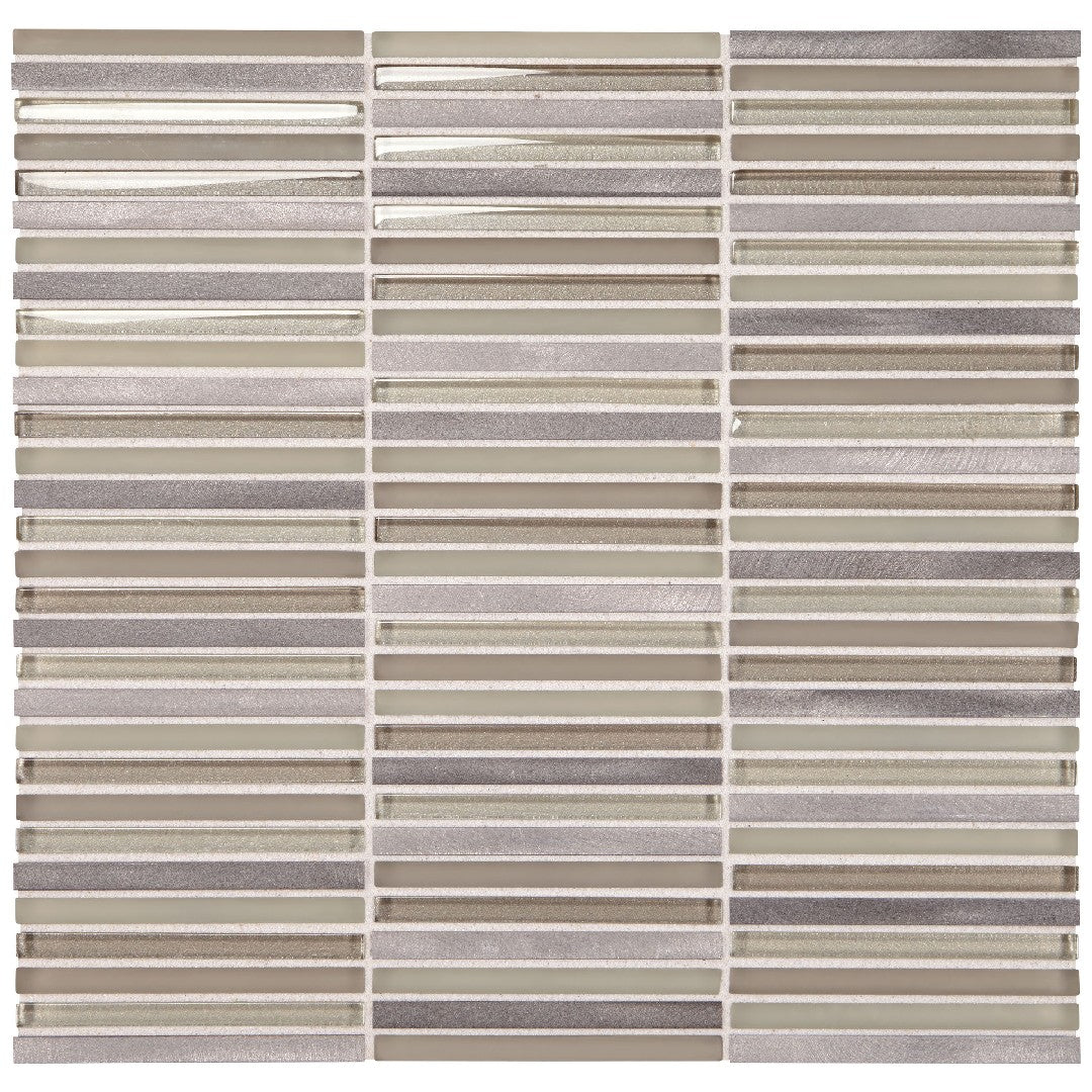 Daltile Lucent Skies 12" x 12" Satin Natural Stone 3/8x4" Stacked Deco Wall Mosaic