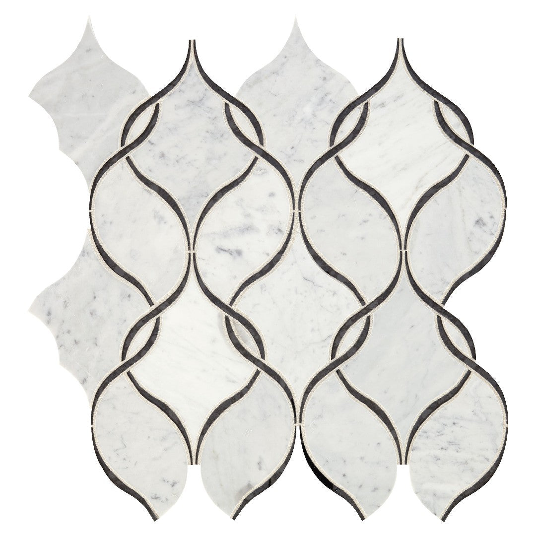 Daltile Lavaliere 12" x 13" Polished Natural Stone Intertwining Arabesque Wall Mosaic