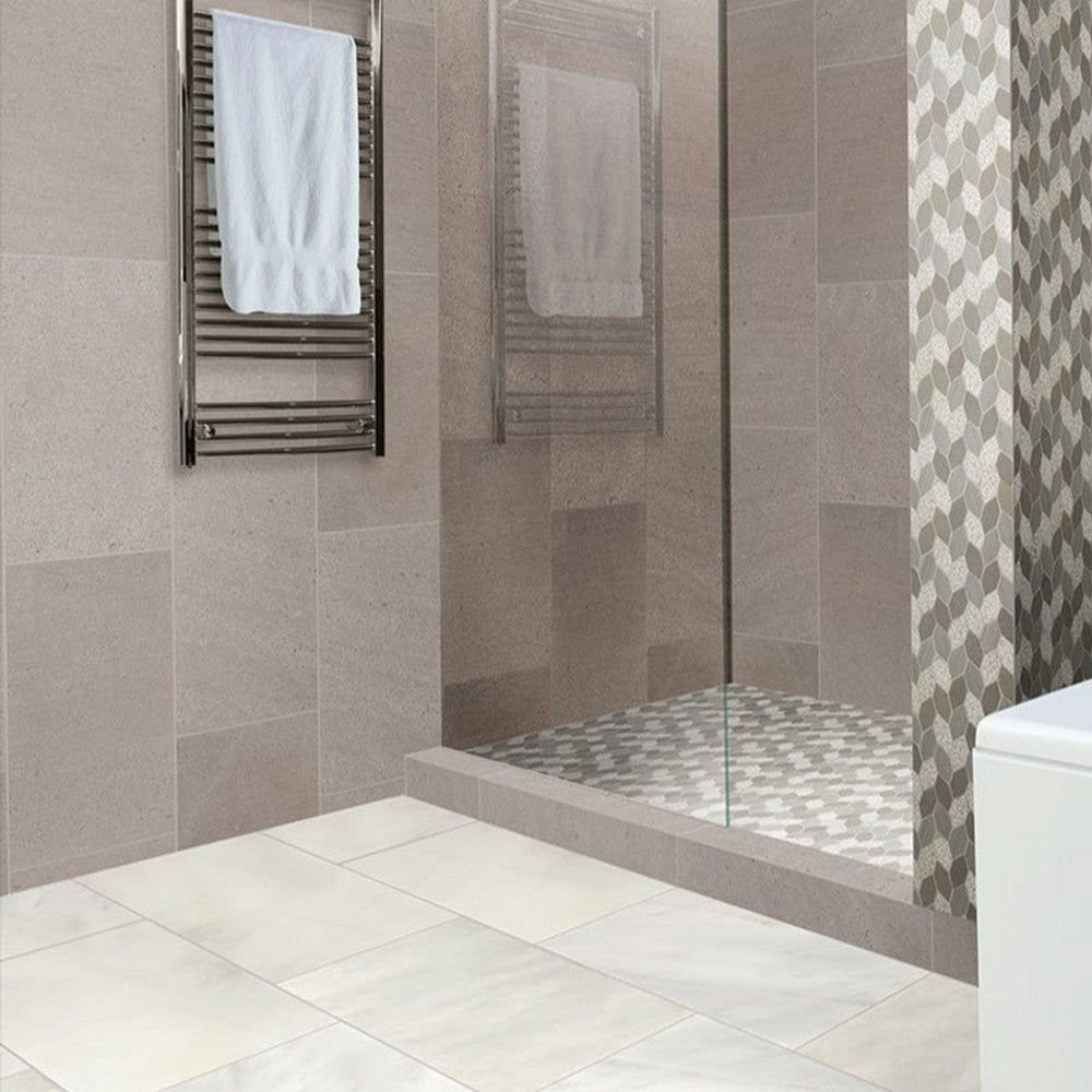 Caption: Honed natural stone from the Candora collection — depth and texture for any room.