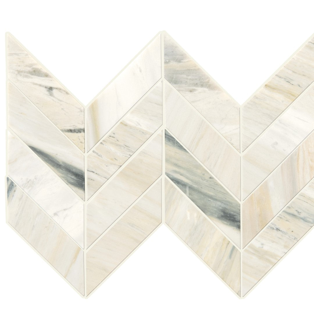 Daltile Pietra Divina 14" x 14" Polished Natural Stone 1.5x5" Chevron Mosaic