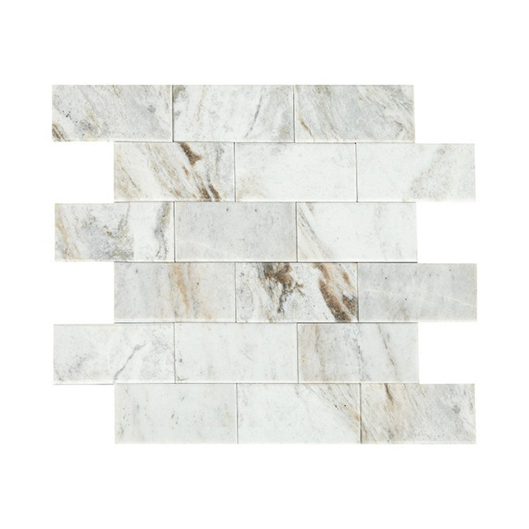 Daltile Simplystick Mosaix 12" x 12" Polished Glass 2x4" Brick Joint Bevel Wall Mosaic