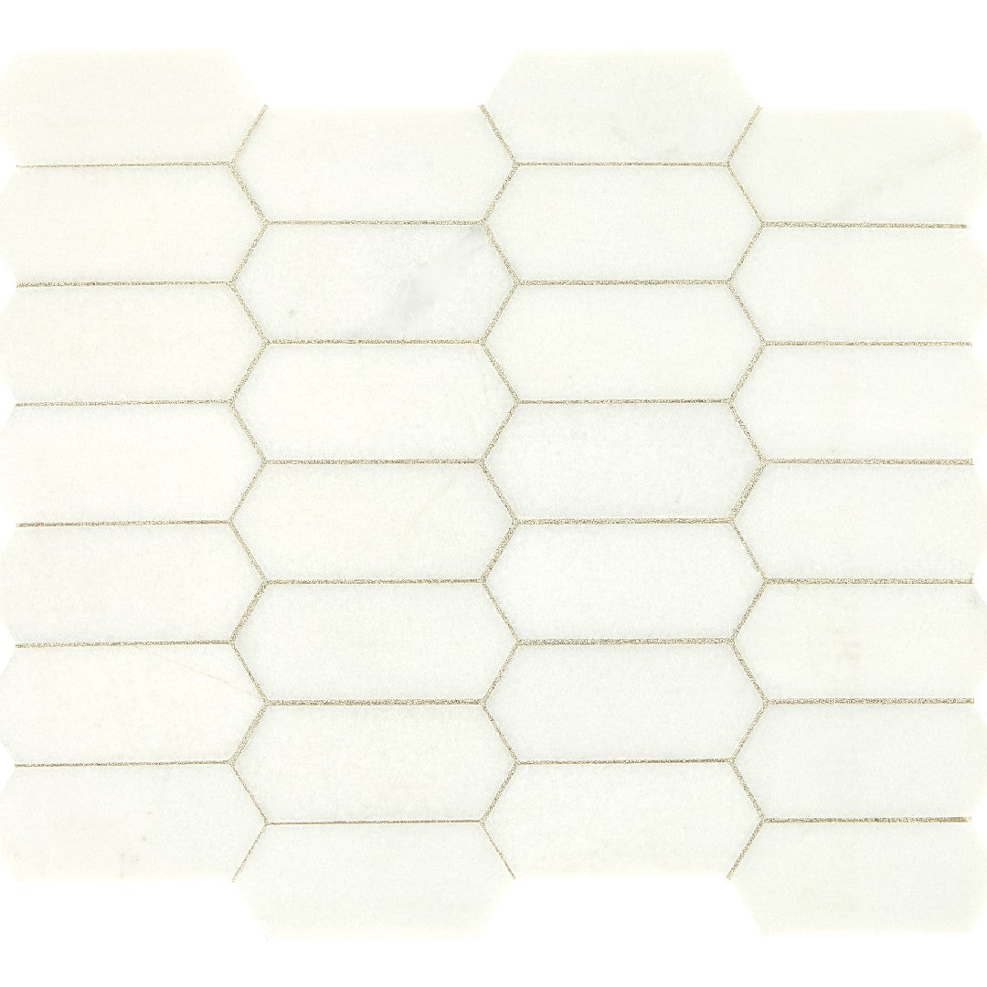 Daltile Natural Stone Marble 12" x 14" Honed 2x4" Elongated Hex Mosaic