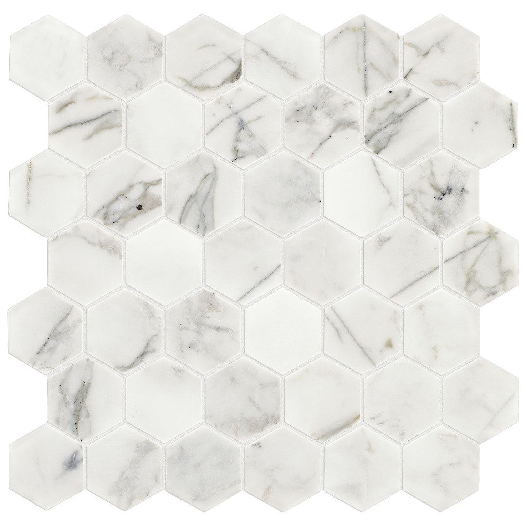 Daltile Natural Stone Marble 12" x 13" Honed 2" Hexagon Mosaic