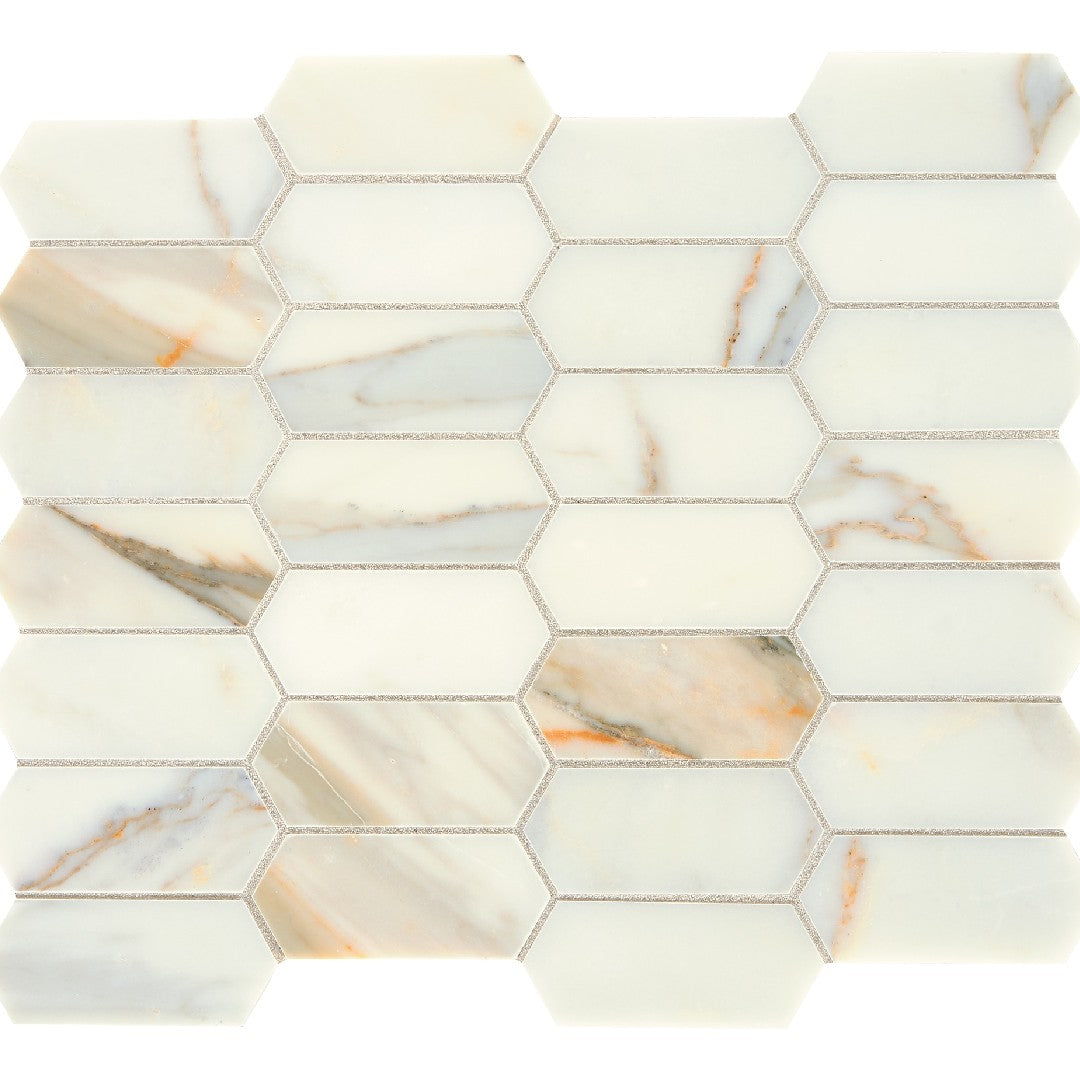 Daltile Natural Stone Marble 12" x 14" Elongated Hex Mosaic