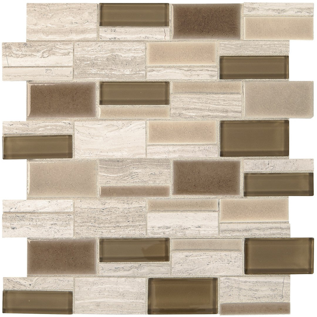 Marazzi Midpark Mosaics 12" x 14" Matte Natural Stone 3" Random Rectangle Mosaic