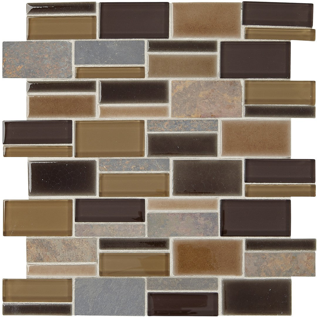 Marazzi Midpark Mosaics 12" x 14" Matte Natural Stone 3" Random Rectangle Mosaic